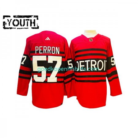 Detroit Red Wings David Perron 57 Adidas 2022-2023 Reverse Retro Rood Authentic Shirt - Kinderen